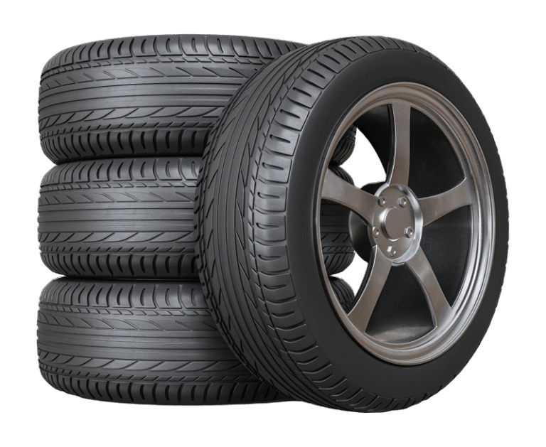 compact spare tire mounted on the rear wheel of a sedan parked on a Santa Cruz street
